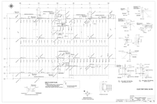 CUSTOMER:
DRAWN BY: DATE: (D/M/Y)
PROJECT:
DWG#
CANBIAN
BW 18/10/13
ROYAL NORTH CENTER
E2
CHECKED BY:DATE: (D/M/Y)
IC3D
REV#
0HOLES: 13/16" Ø U.N.O.
PAINT: SSPC-SP3,SHOP GREY PRIMER JOB#
1112
ALL STEEL CRAFT
PHONE: (780) 478-6668 FAX: (780) 478-6677
FABRICATORS LTD.
0 ISSUED FOR CONSTRUCTION 25/11/13
A ISSUED FOR APPROVAL 31/10/13
REV DESCRIPTION DATE BY
1
2
3
4
6
DCB
5
GFE
SECT. A / E2
SECT. B / E2
DETAIL A
SECT. C / E2
DETAIL B
B1 - B1
SECT. C / E2
TYP SHEAR PL CONN ORIENTATION
TYP BEAM TO COL CONNTYPICAL DECK ANGLE SPLKICE DETAILS
CUST REF DWG: S4 R0
7
2'-78'-024'-824'-84'-1
7
7
A
C
2
H
SS5X5X3
16
/
C
6
H
SS5X5X3
16
/
C
33
H
SS6X6X1
4/
C
32
H
SS5X5X3
16
/
H
SS5X5X3
8/
(F13
)
F13
C
O
L
BEN
T
H
SS5X5X3
8/
NOTES:
1) TOP OF STEEL ELEV= 113'-8 U/ NOTED
(-338/ ) FOR JOIST SHOE DEPTH
2) ALL BOLTS 34/ A325 U/NOTED
3) SEE JOIST DWG'S FOR JOIST DETAILS
2ND FLOOR PLAN
3'-10
LOOSE DECK L LIN LENGTH= 45'-6 12/
LOOSE DECK L LIN LENGTH= 18'-10
15'-214'-3
10'-134/5'-014/
19'-6
8'-010'-0
4'-9
25'-3
24'-8
3'-212/ 3'-212/ 3'-6116/
23'-0
R1004 PIPE1-14/ STD
SS1000 C10X15.3
A
A
C
13
H
SS6X6X1
4/
C
11
H
SS5X5X3
8/
C
10
H
SS5X5X3
16
/
18"_OWSJ
F8
H
SS5X5X3
16
/
H
SS5X5X3
8/
(F7
)
18"_OWSJ
B98 W8X18
18"_OWSJ
18"_OWSJ
3'-10
25'-3
7'-0
24'-8
7'-08'-010'-0
718'-0
C
3
H
SS6X6X1
4/
C
4
H
SS6X6X1
4/
B13W8X18
B37 W16X26
B33 W18X40 (-338/ )
14"_OWSJ
14"_OWSJ
3'-10 3'-10
A
C
5
H
SS6X6X1
4/
B17W8X18
B33 W18X40 (-338/ )
18"_OWSJ
18"_OWSJ
7
B
TJ
TJ
TJ
C
8
H
SS6X6X1
4/
C
7
H
SS5X5X3
16
/
M2 LOOSE DECK
L4X4X14/ FIELD CUT
& WELD TO SUIT
14"_OWSJ
14"_OWSJ
14"_OWSJ
14"_OWSJ
14"_OWSJ
B50 W16X26
B33 W18X40 (-338/ )
M2 LOOSE DECK
L4X4X14/ FIELD CUT
& WELD TO SUIT
14"_OWSJ
14"_OWSJ
14"_OWSJ
14"_OWSJ
3'-10 3'-10 3'-10 3'-10 3'-10 3'-10 3'-10 3'-10
TJ
TJ
C
9
H
SS6X6X1
4/
18"_OWSJ
18"_OWSJ
18"_OWSJ
18"_OWSJ
18"_OWSJ
B33 W18X40 (-338/ )
18"_OWSJ
18"_OWSJ
18"_OWSJ
18"_OWSJ
LOOSE DECK L LIN LENGTH= 20'-9
21'-2
23'-0
H
SS5X5X3
8/
(F4
)
F5
C
O
L
BEN
T
H
SS5X5X3
8/
H
SS5X5X3
8/
(F5
)
B21W8X18
B29 W16X26 (-338/ )
M2 LOOSE DECK
L4X4X14/ FIELD CUT
& WELD TO SUIT
18"_OWSJ
18"_OWSJ
18"_OWSJ
18"_OWSJ
18"_OWSJ
18"_OWSJ
W14X22
(-338/ )
M1 DECK
L4X4X14/F4
C
O
L
BEN
T
H
SS5X5X3
8/
B46 W16X26 (-338/ )
M2 LOOSE DECK
L4X4X14/ FIELD CUT
& WELD TO SUIT
18"_OWSJ
18"_OWSJ
18"_OWSJ
18"_OWSJ
5'-6
7
B9 HSS7X5X38/
TOS EL= 111'-812/
SEE DWG E6
1'-10
3'-5
DET. A
B
LOOSE DECK L LIN LENGTH= 14'-4
4'-0
4'-0
3'-11
14'-7
M7 LADDER
SEE DWG E14
M2 LOOSE DECK
L4X4X14/ FIELD CUT
& WELD TO SUIT
C
16
H
AN
G
ER
H
SS3X3X3
8/
C
19
H
SS5X5X3
8/
B87 W16X26 B116 W16X26B102 W8X18
SEE DWG E13 FPR
STAIRS & HANDRAIL
A
B58W8X18
A
B
TJ
C
12
H
SS6X6X3
8/
B62W16X26
C
18
H
AN
G
ER
H
SS3X3X3
8/
B92 W18X40 (-338/ )
2'-812/ 2'-812/ 4'-0 4'-0
5'-5
A
C
20
H
SS5X5X3
8/
C TJ
C
21
H
SS6X6X3
8/
B119 W18X40 (-338/ )
B97W8X18
B104W8X10
B105W16X26
B111W8X10
B111W8X10
4'-0
3'-4
15'-6
ELEVATOR
FRAME F8
SEE DWG E10
TJ
TJ
C
22
H
SS6X6X1
4/
18"_OWSJ
18"_OWSJ
B83 W8X10
B120 W18X40 (-338/ )
B94 W18X40 (-338/ )
18"_OWSJ
18"_OWSJ
18"_OWSJ
18"_OWSJ
18"_OWSJ
18"_OWSJ
W8X18
W8X18
W8X18
W8X18
B84W8X10
B71W8X10
B79 W8X18
B96W12X19
B96W12X19
4'-0 4'-0 4'-0
3'-5
4'-0 4'-0 4'-0
3'-4
4'-0 4'-0 3'-10 3'-10 3'-10 3'-10 3'-10 3'-10
72'-0
A
CTJ
B111W8X10
C
27
H
SS6X6X1
4/
C
31
H
SS5X5X3
16
/
C
26
H
SS5X5X3
16
/
C
25
H
SS5X5X3
16
/
B132 W16X26
B135 W18X40 (-338/ )
B126W8X10
B111W8X10
B129W8X10
B124 W8X18
B129W8X10
B129W8X10
B129W8X10
B129W8X10
B58W8X18
B21W8X18
4'-0 4'-0 3'-10 3'-10 3'-10 3'-10 3'-10 3'-10
TJ
TJ
18"_OWSJ
C
28
H
SS6X6X1
4/
B33 W18X40 (-338/ )
18"_OWSJ
18"_OWSJ
18"_OWSJ
18"_OWSJ
18"_OWSJ
18"_OWSJ
18"_OWSJ
B21W8X18
LOOSE DECK L LIN LENGTH= 18'-2
20'-0
20'-0
B56 W8X18
B90W16X26
B107W16X26
B122 W16X26 (-338/ )
M2 LOOSE DECK
L4X4X14/ FIELD CUT
& WELD TO SUIT
18"_OWSJ
18"_OWSJ
B76 W8X18
W14X22
W14X22
C
30
H
SS5X5X3
8/
C
29
H
SS5X5X3
16
/
F11
C
O
L
BEN
T
H
SS5X5X3
8/
H
SS5X5X3
8/
(F11
)
M2 LOOSE DECK
L4X4X14/ FIELD CUT
& WELD TO SUITB177 W16X26 (-338/ )
18"_OWSJ
18"_OWSJ
18"_OWSJ
18"_OWSJ
W14X22
(-338/ )
18"_OWSJ
W14X22
11'-10 10'-1
1'-11 9'-11
20'-0
C
AA
B99 HSS5X5X14/
F7
H
SS5X5X3
8/
F9
H
SS5X5X3
8/
H
SS5X5X3
8/
(F9
)C
24
H
SS5X5X3
16
/
B65
W8X18
C
15
H
AN
G
ER
H
SS3X3X3
8/
1'-24'-2
LOOSE DECK L LIN LENGTH= 20'-9
1'-10
3'-8 21'-2
2'-0 21'-0
77
23'-0
B
DET. B
3'-6
B151 HSS7X5X38/
3
SEE PLAN FOR
SIZE & MARK
DECK L4X4X14/
SHOP WELDED
TO BEAM
3
338/
SEE PLAN FOR
SIZE & MARK
OWSJ (BY OTHERS)
M2 LOOSE DECK L4X4X14/
SEE PLAN FOR
LIN LENGTH REQ'D
FIELD CUT FROM STOCK
LENGTHS AS REQ'D
3
M2 LOOSE
DECK L4X4X14/
F5 W14X22
WT4X9
HSS BRACE
M1 DECK L4X4X14/
CUT TO FIT AROUND
HSS BRACE
338/
10
SEE PLAN FOR
SIZE & MARK
OWSJ (BY OTHERS)
M2 LOOSE DECK L4X4X14/
SEE PLAN FOR
LIN LENGTH REQ'D
FIELD CUT FROM STOCK
LENGTHS AS REQ'D
7
212/ 212/
C
29
W14X22 ( F11 )
B1
B1
3
7 3
514/
C29
W14X22 ( F11 )
338/
14/
OWSJ (BY OTHERS)
SEE PLAN FOR
SIZE & MARK
SEE PLAN FOR
SIZE & MARK
SHEAR PL ON EAST & SOUTH
BEAM WEB FACE (TYP U/ NOTED)
212/
5@3-34/A325NW18
4@3-34/A325NW16
3@3-34/A325NW12W14
2@3-34/A325NW8
14/
14/
PL38/ "X4
14/JOISTDEPTH
112/
3
38/
2
116/
338/
@ ROOF LEVELS
2 x BOLT 34/ "DIA A325 214/
4" GA
2 x BOLT 34/ "DIA A325 214/
4" GA
TIE JOIST TYP DETAILTJ
L4X4X14/ OWSJ (BY OTHERS)
SEE PLAN FOR
SIZE & MARK
PL14/ "X6
L6X4X12/ X 7
L6X4X12/ X 7
338/
116/
14/JOISTDEPTH
38/
2
@ INTERMEDIATE LEVELS
TIE JOIST TYP DETAILTJ
SEE PLAN FOR
SIZE & MARK
2 x BOLT 34/ "DIA A325 214/
4" GA
2 x BOLT 34/ "DIA A325 214/
4" GA
PL14/ "X6
L6X4X12/ X 7
L6X4X12/ X 7
OWSJ (BY OTHERS)
DECK SUPPORT
L3X3X38/ ON OPEN
FACE OF COLUMN
AS REQ'D (TYP)
M2 LOOSE DECK
L4X4X14/ FIELD CUT
& WELD TO SUIT
ALYERNATE SPLICE
PREFERRED SPLICE
CTR'D ON SUPPORT
 