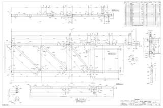 QTY. SITE BOLTS LENGTH
GRID LOC REF DWGQTY
B/1> E21
0 ISSUED TO SHOP 15/11/13 BW
A ISSUED FOR APPROVAL 31/10/13 BW
REV DESCRIPTION DATE BY
ONE - FRAME - F4 CUSTOMER:
DRAWN BY: DATE: (D/M/Y)
PROJECT:
DWG#
CANBIAN
27/10/13
ROYAL NORTH CENTER
F4
CHECKED BY:DATE: (D/M/Y)
REV#
0HOLES: 13/16" Ø U.N.O.
PAINT: SSPC-SP3,SHOP GREY PRIMER JOB#
1112
ALL STEEL CRAFT
PHONE: (780) 478-6668 FAX: (780) 478-6677
FABRICATORS LTD.
MARK QTY DESCRIPTION LENGTH WEIGHT REMARKS MATL ABM#
F4 1
F4 1 HSS5X5X3/8 18'-2" 382 CS1E 350W
0FRAME
Z226
L10 12 L4X4X1/4 4" 26 300W
L118 1 W14X22 5'-8" 126 350W Z19
L130 1 W14X22 5'-8" 126 350W Z19
L247 1 HSS4X4X1/4 6'-2 3/8" 71 350W Z41
L261 1 HSS4X4X1/4 7'-9 11/16" 90 350W Z40
L262 1 HSS4X4X1/4 8'-4 7/16" 96 350W Z122
L274 1 HSS4X4X1/4 5'-8" 65 350W Z39
L323 1 L4X4X1/4 6'-0 3/4" 40 300W Z178
L420 1 L3X3X3/8 5" 3 300W
L427 1 HSS4X4X3/16 10 5/16" 8 350W Z230
L487 1 HSS5X5X3/8 26'-11" 566 CS1E 350W Z231
L503 2 HSS4X4X3/16 5'-7 5/16" 99 350W Z11
P18 1 PL1"X6" 1'-1" 22 350W
P19 1 PL1"X7 1/2" 1'-1" 28 350W
P31 2 PL3/8"X4" 1'-0" 10 350W
P44 4 PL3/8"X4" 9" 15 350W
P48 2 PL3/8"X2 1/4" 1'-1 1/16" 6 350W
P49 1 PL3/8"X4" 6" 3 350W
P52 1 PL3/8"X3" 10" 3 350W
P55 3 PL3/16"X3 5/8" 3 5/8" 2 350W
P121 1 PL1/4"X4" 5 3/4" 2 350W
P148 1 PL1/2"X5 3/4" 5 3/4" 5 350W
P154 1 PL1/2"X6" 6" 5 350W
TOTAL WEIGHT THIS DRAWING 1797
B - B
C - C
A - A
E - E
D - D
SHOP NOTE:
PROVIDE 38/ DIA VENT HOLES IN
ENDS OF HSS AS REQ'D
18'-312/ (HSS5X5X38/ x 18'-2")
23'-11
1 12/ 5'-7516/ 316/
10'-1112/
10'-1112/
0
7116/
11'-6916/
5'-101516/
17'-512/
3
17'-812/
3
17'-1112/
434/
5
212/
214/
SHOP NOTE:
GRIND SMOOTH NS & FS
EDGES & AROUND HOLES
P154
P121
L503
14/
14/
L118
L323
L10
L130
L261
L10
L247F4 East L262 L274
P18
P44
316/358/
23'-712/RD
4
33
5'-712/
18'-2
1
4
4
0
8'-4 7
16
/
3 7
8/
13'-012/
13'-012/
0
6'-10
6
658/
658/
0
6'-1
6'-1012/
A A
14/
60°
PP
EL.+100'-1
L420
L10
L247
L10
P48
L10 L10
L10
L261
L130
P49
P44
P18
L274
P19
L262
L487
P44
L10
P52
27'-012/
27'-11
26'-11
3'-81516/
26'-212/
P44L10
L10
L10 L10
38/ (14/ )
44°
PP
38/ (14/ )
44°
PP
38/ (14/ )
46°
PP
14/
BS (TYP)
516/
516/
316/
3 SIDES
14/
BS
(316/ )
PP, BS
14/
TYP
12/ (14/ )
38°
PP
38/ (14/ )
46°
PP
14/
14/
14/
BS, B/E
14/
BS
C
C
B
B
E
E
CUT SQ
CUT SQ
L10
L10
358/
3
614/
23'-712/RD
6'-112/
18/
6'-034/
5'-712/
6'-4
6'-8
6'-318/
12'-1118/
4'-812/
17'-758/
678/
18'-212/
4316/
4
78/
6'-2
38/
3 5
8/
7'-9 11
16
/
2 1
2/
6'-10 4'-812/
6'-138/
6'-8
5'-814/
12'-414/
1'-134/
13'-6
3'-634/
17'-034/
SHOP NOTE:
GRIND SMOOTH NS & FS
EDGES & AROUND HOLES
P154
P55
P55
P121
L503
L503
14/
BS
14/
60°
PP
(316/ )
PP, BS
14/
14/
14/
45°
PP
SEAL
14/
14/
3 SIDES
D
D
14/
14/
14/
14/
14/
14/
TYP
12/ (14/ )
44°
PP
38/ (14/ )
46°
PP
14/
60°
PP
14/
60°
PP
B/E
F4
P48
P31
P31
P44
L118
L32322
111116/12
1 9
16
/
2 1
2/
7
16
/
1 1
2/
1112/
12
34/
5'-5 2516/
14/
5'-7516/ 316/
316/358/316/
3
38/9516/
114/
12/
1
638/
212/
5'-11'-0
12/
22
17'-818/
3@3
18/
214/
212/
212/
638/
18/
12
9516/
4
78/
3
13'-312/
3'-758/
16'-1118/
638/
18'-212/
6
18'-812/
7116/
19'-3916/
2'-61516/
21'-1012/
7116/
22'-5916/
358/316/
1012/
10516/ 316/
12/
278/278/
3
26'-812/
3
26'-512/
18/
212/
P55L427
P148
134/ 134/
412/ 412/
5'-812/412/412/
6'-1
2 x 1 916/ "Ø
4 x 1 916/ "Ø
F4 East
P19
L487
P18
5'-8
18/
18/
P31
L118
P49
L261
L247
L487
F4 East
10'-1112/
10'-1112/
0
17'-512/
17'-512/
0
P19 L10 L10
L10
L10L10
L10
1'-41516/
18'-212/
12/ 1012/
3
17'-812/
3
17'-1112/
3
18'-212/
3
212/
214/
214/
212/
18/
22
316/
212/
214/
SHOP NOTE:
GRIND SMOOTH NS & FS
EDGES & AROUND HOLES
SEAL
14/
14/
L427
P148
L420
P52
P31
P49
P31
P44
L247
L262 L261
L274
L118
L130
L487
P44
P44
L10 L10
L10 L10
7116/
11'-6916/
8116/
12'-258/
3@3
12'-1158/
3'-278/
16'-212/
7116/
16'-9916/
3 3
3'-8
21'-1012/
7116/
22'-5916/
3'-81516/
26'-212/
6
26'-812/
3
26'-1112/
8
27'-712/
212/
358/316/
278/278/
10516/ 316/
278/ 278/
212/278/
18/
18/
L427
P148
P44
P44
6'-034/
614/
534/
212/ 212/
18/
18/
18/
316/
316/
14/
P154
P121
L503
L503
P48
14/
45°
GTSM
316/ 3"@12
316/ 3"@12
P44
F4 East
L420
P48
P31
P44
L323
14/
14/
12/
4'-612/66
312/
55
5'-8
4'-1012/912/
 