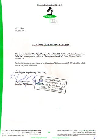 Bijoy Penguin Eng experience  certificate