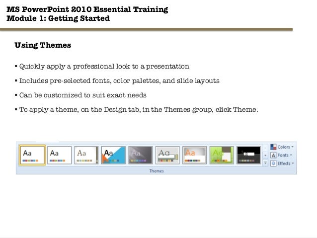 ms powerpoint essential training module 1