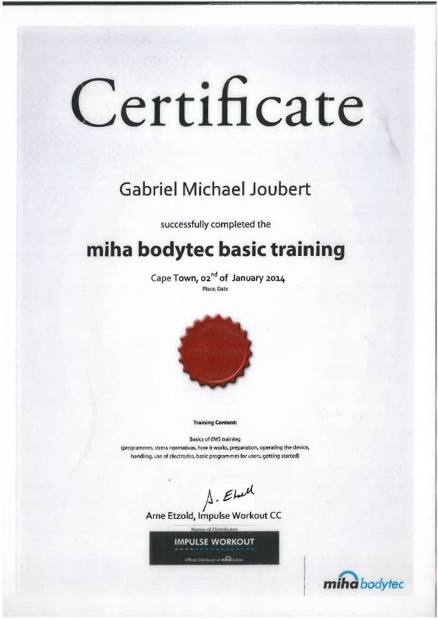 training certificate