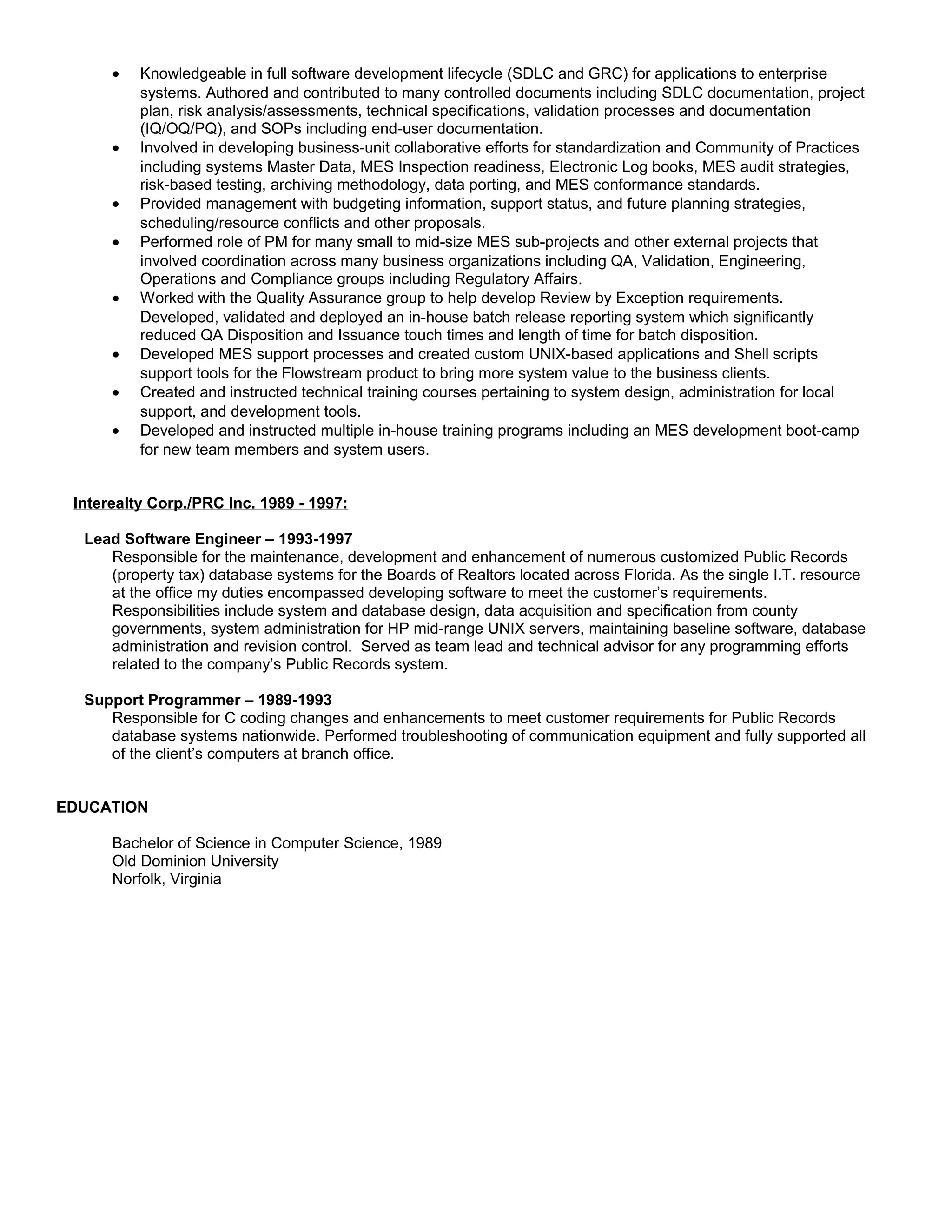 Resume (MES) Online | DOC