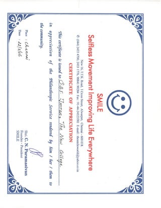 Imran SAF - The New College (PV50269) NSS SMILE Certificate 22-Aug-06