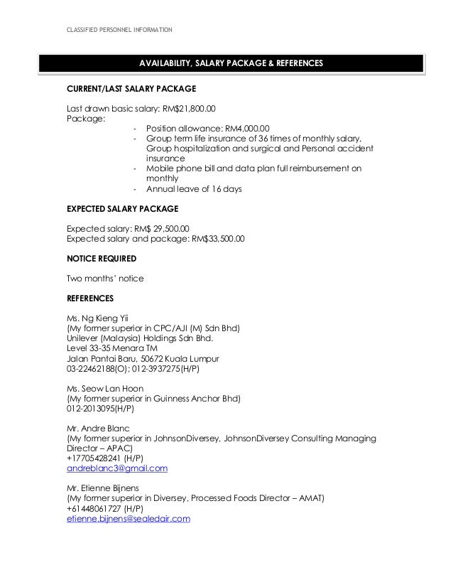 resume with expected salary