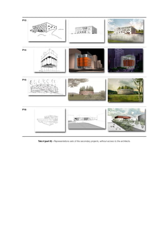 P13
P14
P15
P16
Tab.4 (part II) - Representations sets of the secondary projects, without access to the architects.
 