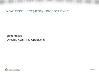 November 9 Frequency Deviation Event
John Phipps
Director, Real-Time Operations
Slide 12
 