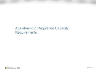 Adjustment to Regulation Capacity
Requirements
Slide 17
 