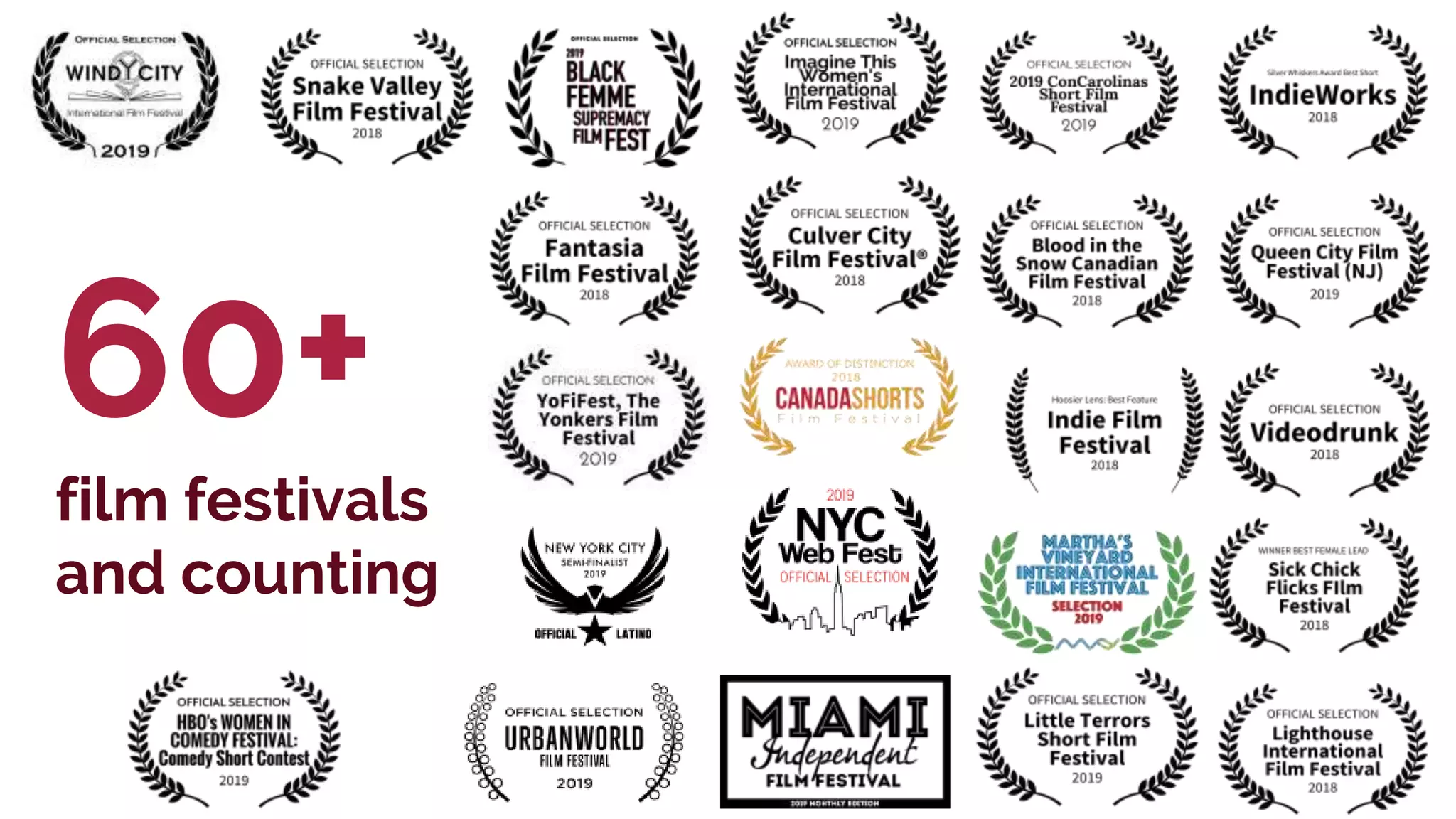 60+
film festivals
and counting