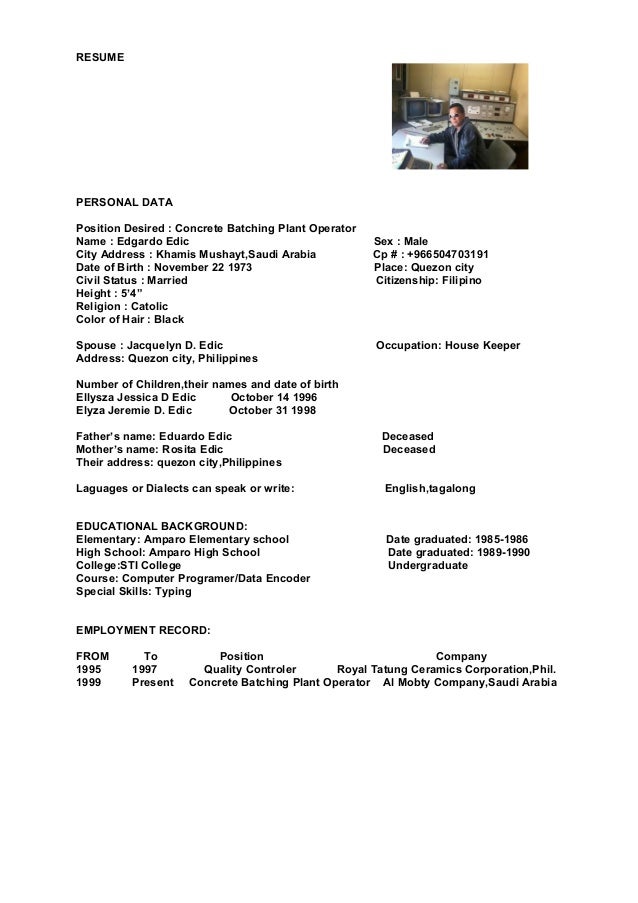 plant operator resumes