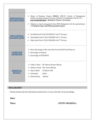 nitin resume | PDF