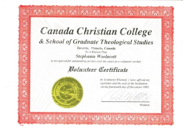 canada christian college volunteer certificate volunteer certificate