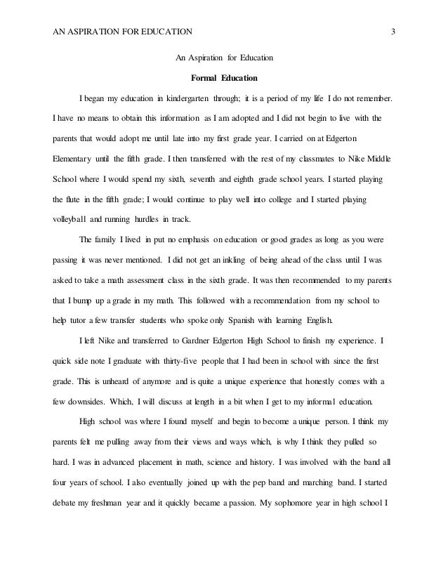 An Aspiration for Education