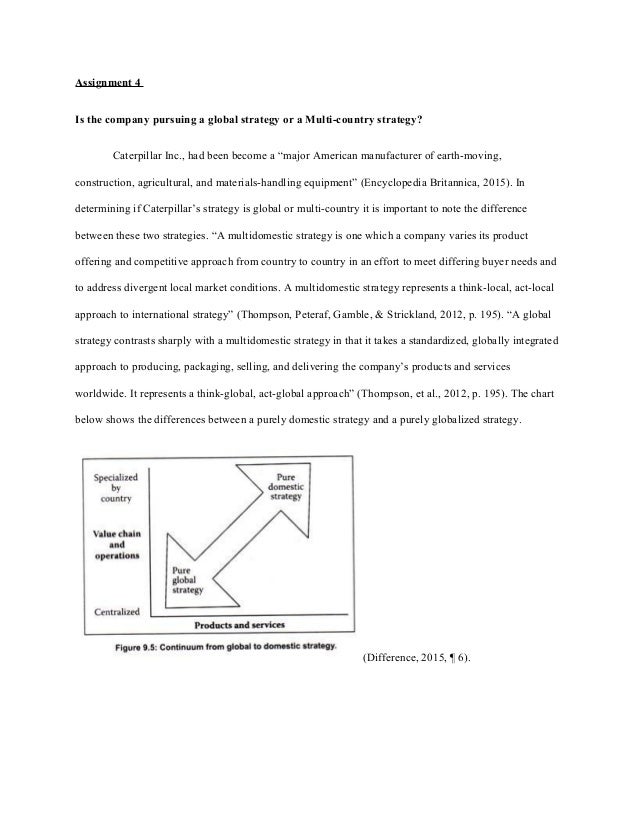 caterpillar strategy global strategy or a multicountry strategy Introduction: thompson , strickland and gamble (2005) have differentiated between two strategies based on the type of competition multicountry strategy , and global. caterpillar strategy global strategy or a multicountry strategy Introduction: thompson , strickland and gamble (2005) have differentiated between two strategies based on the type of competition multicountry strategy , and global.