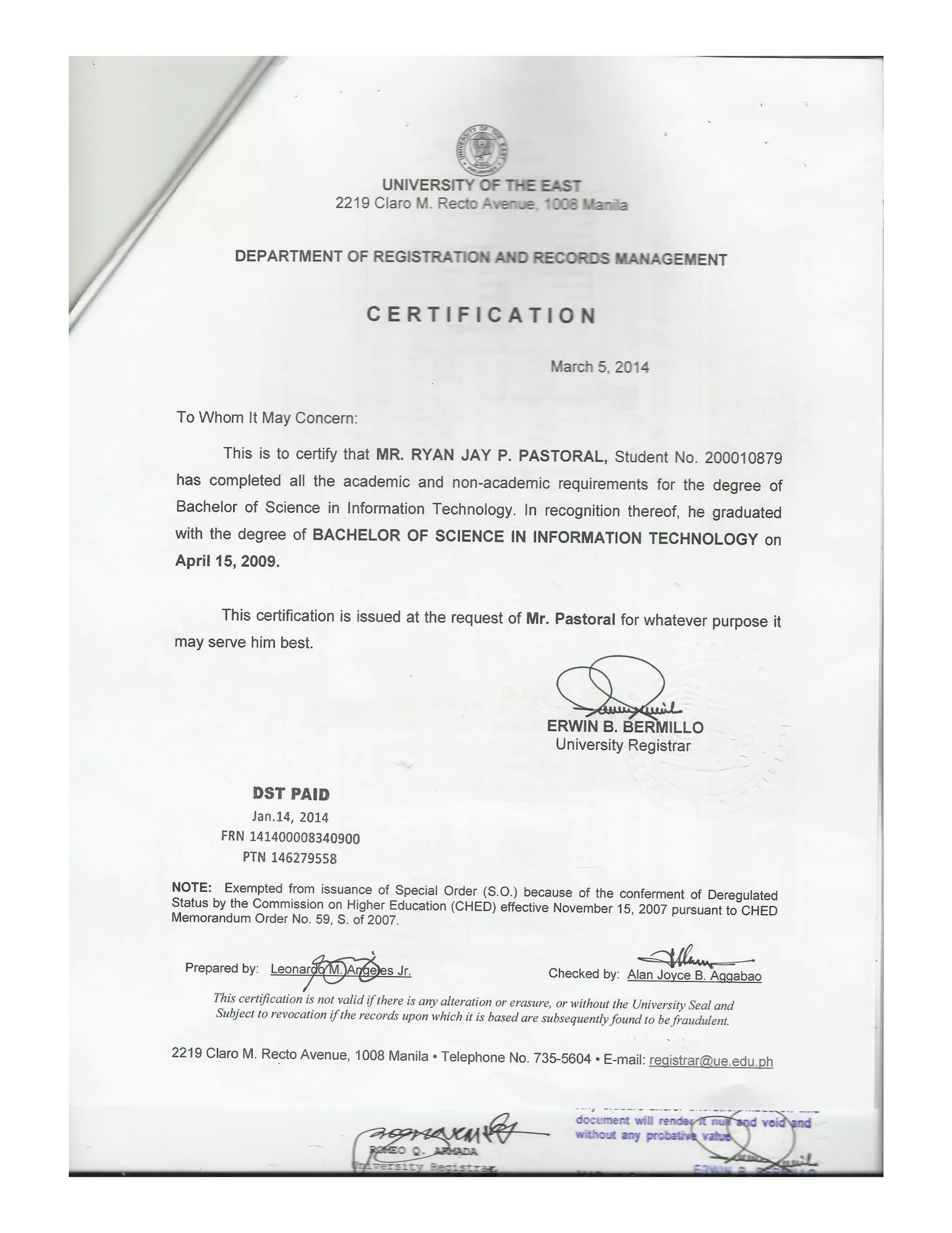 RJ-Attested IT Degree Certificate | PDF