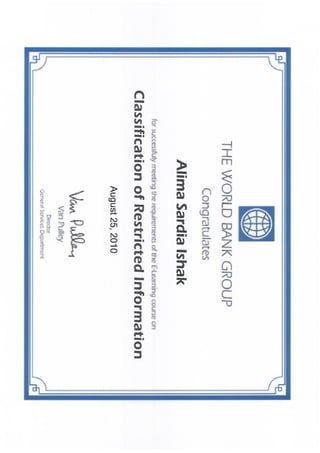World Bank Certificate 1