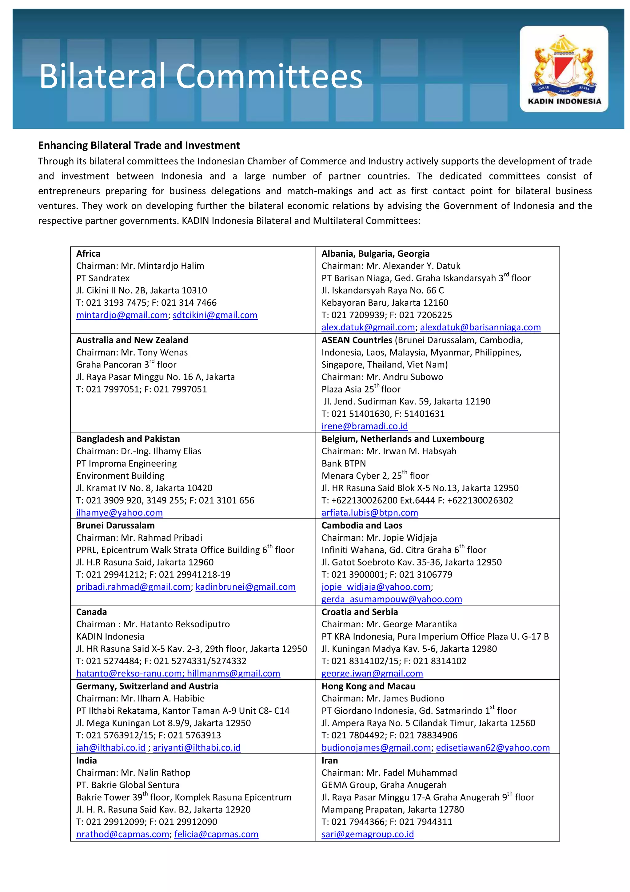 KADIN-Indonesia-Bilateral-and-Multilateral-Committees-87 | PDF