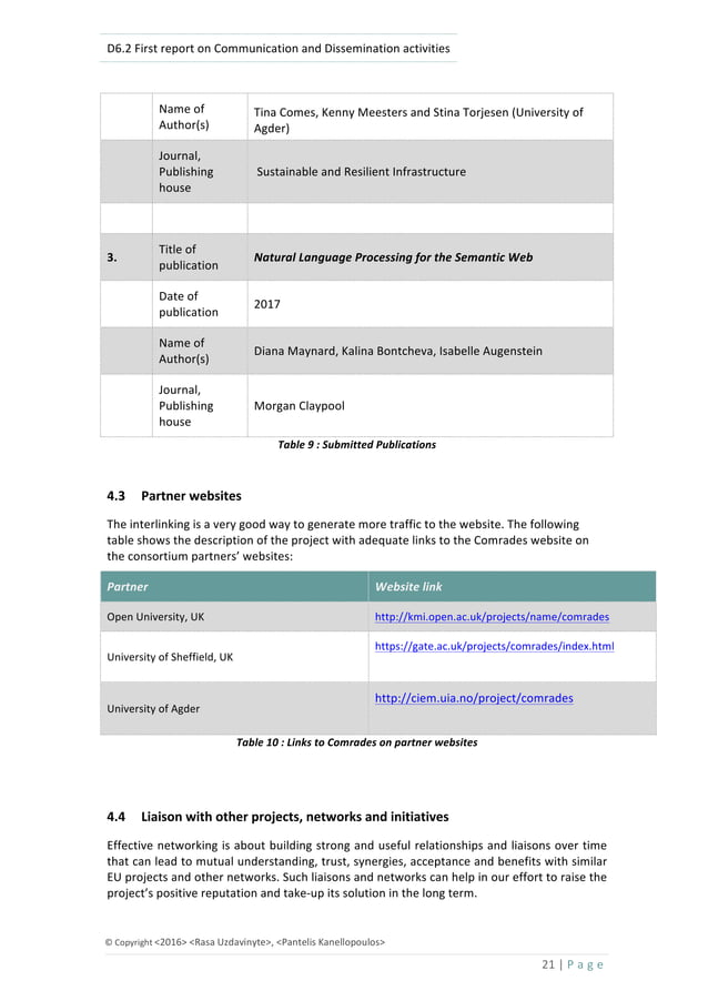 D6 2 First report on Communication and Dissemination activities