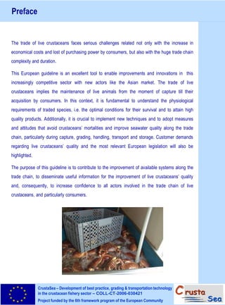 European guideline for quality of live crustaceans in retail and HORECA ...