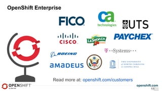 openshift.com
OpenShift Enterprise
11
Read more at: openshift.com/customers
 