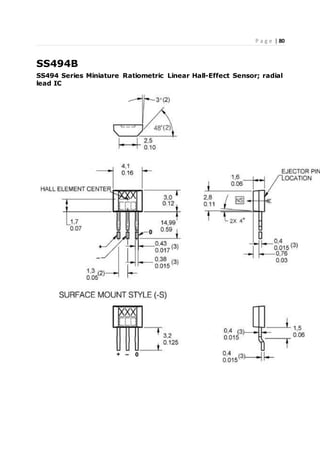 P a g e | 80
SS494B
SS494 Series Miniature Ratiometric Linear Hall-Effect Sensor; radial
lead IC
 