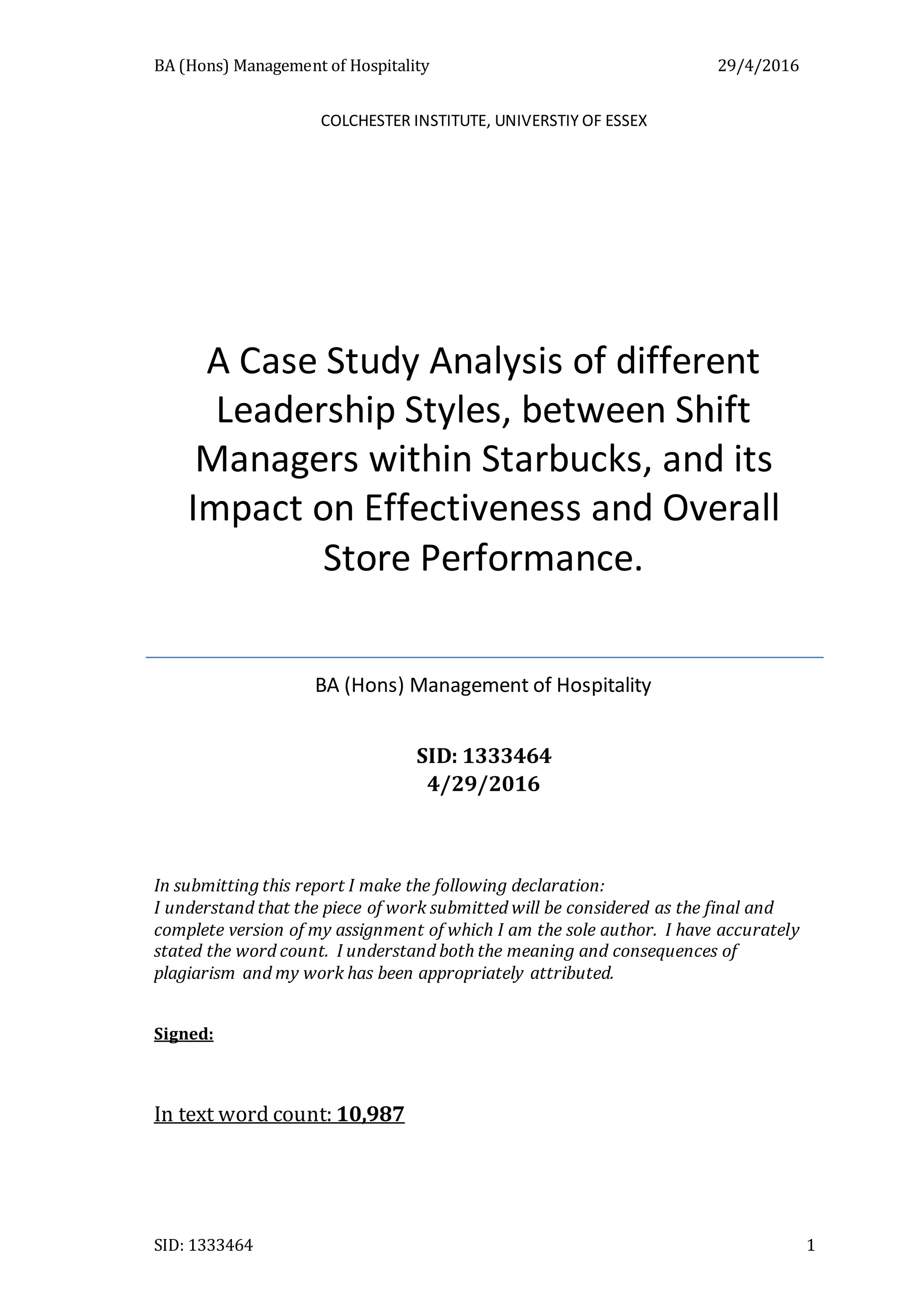 Dissertaion yr3, A case study analysis of Leadership differences