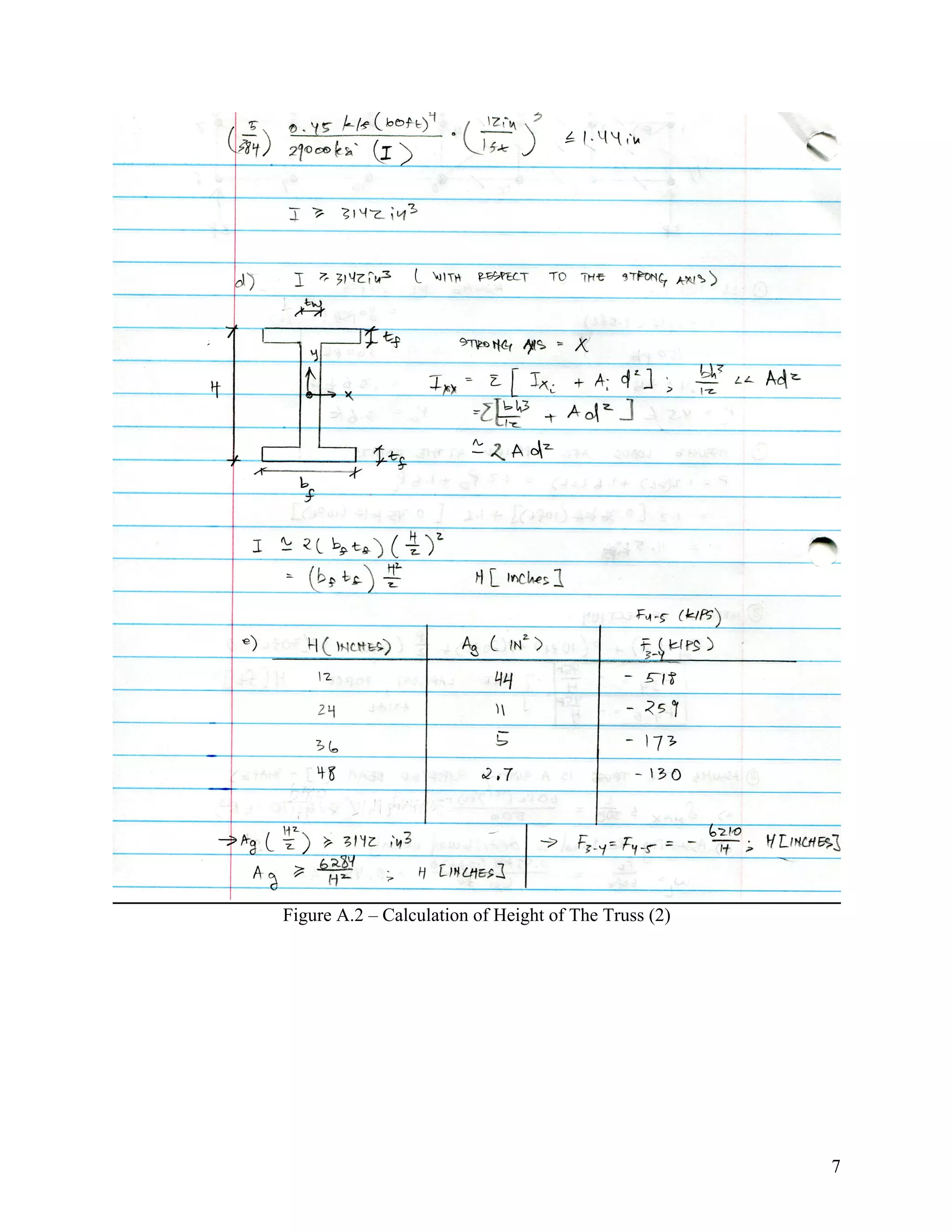 7
Figure A.2 – Calculation of Height of The Truss (2)
 