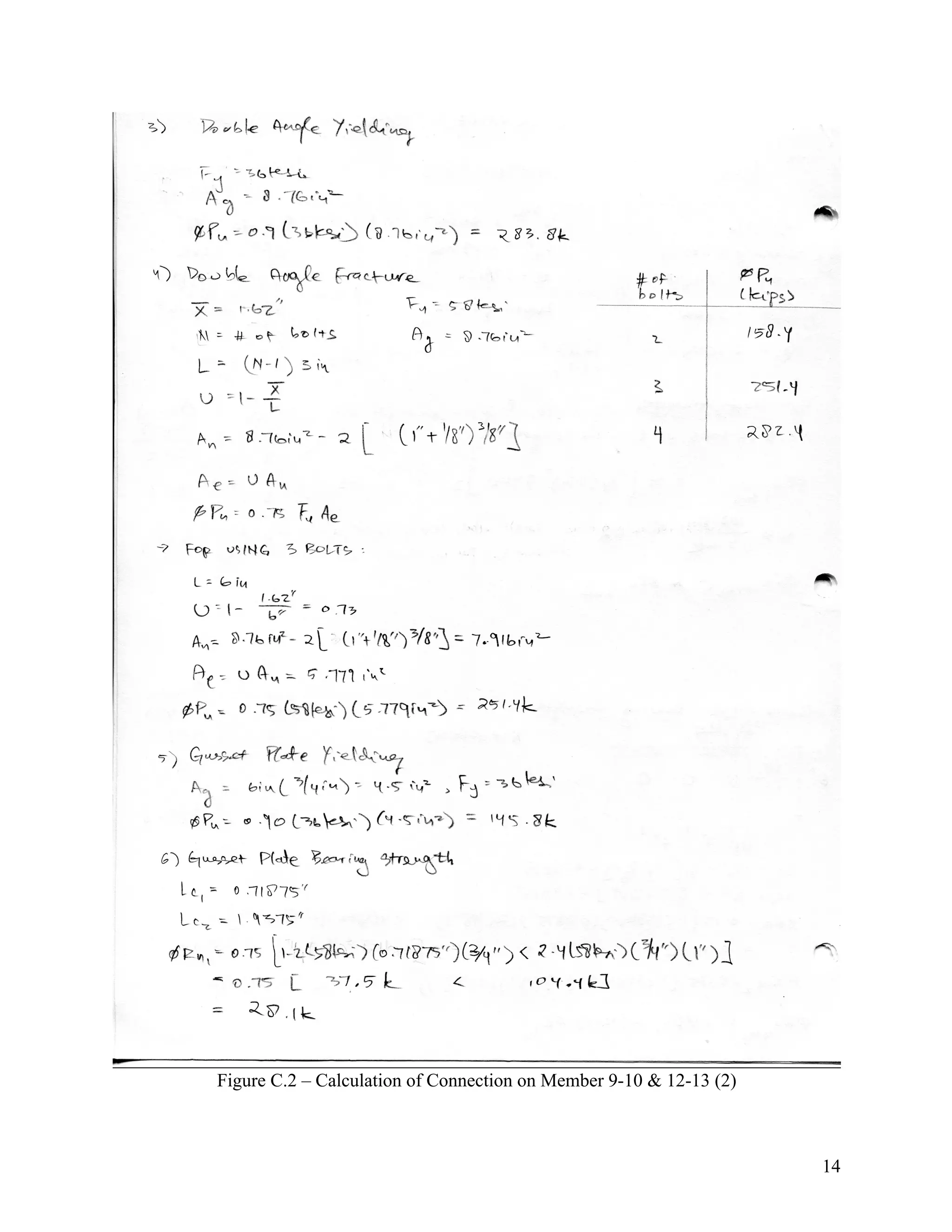 14
Figure C.2 – Calculation of Connection on Member 9-10 & 12-13 (2)
 