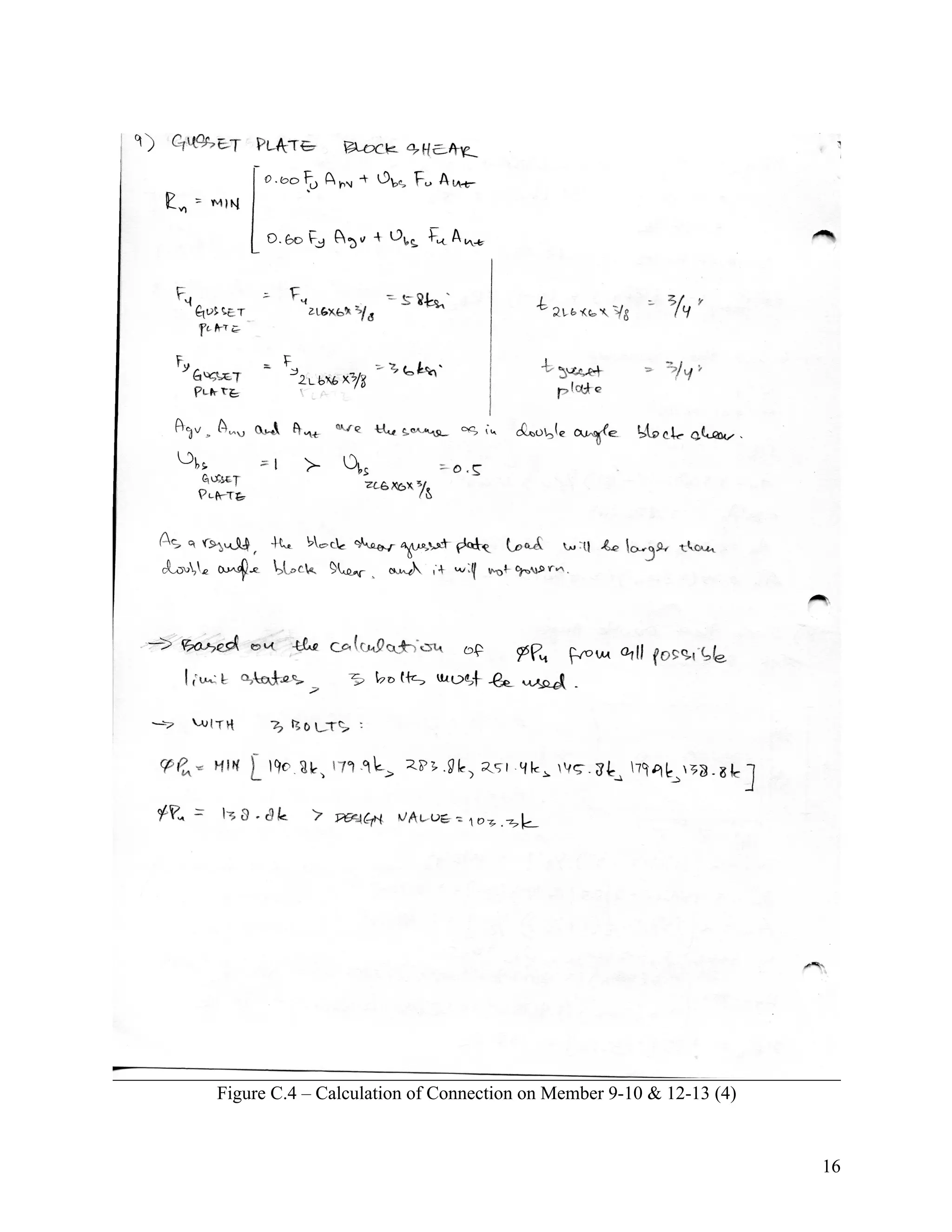 16
Figure C.4 – Calculation of Connection on Member 9-10 & 12-13 (4)
 