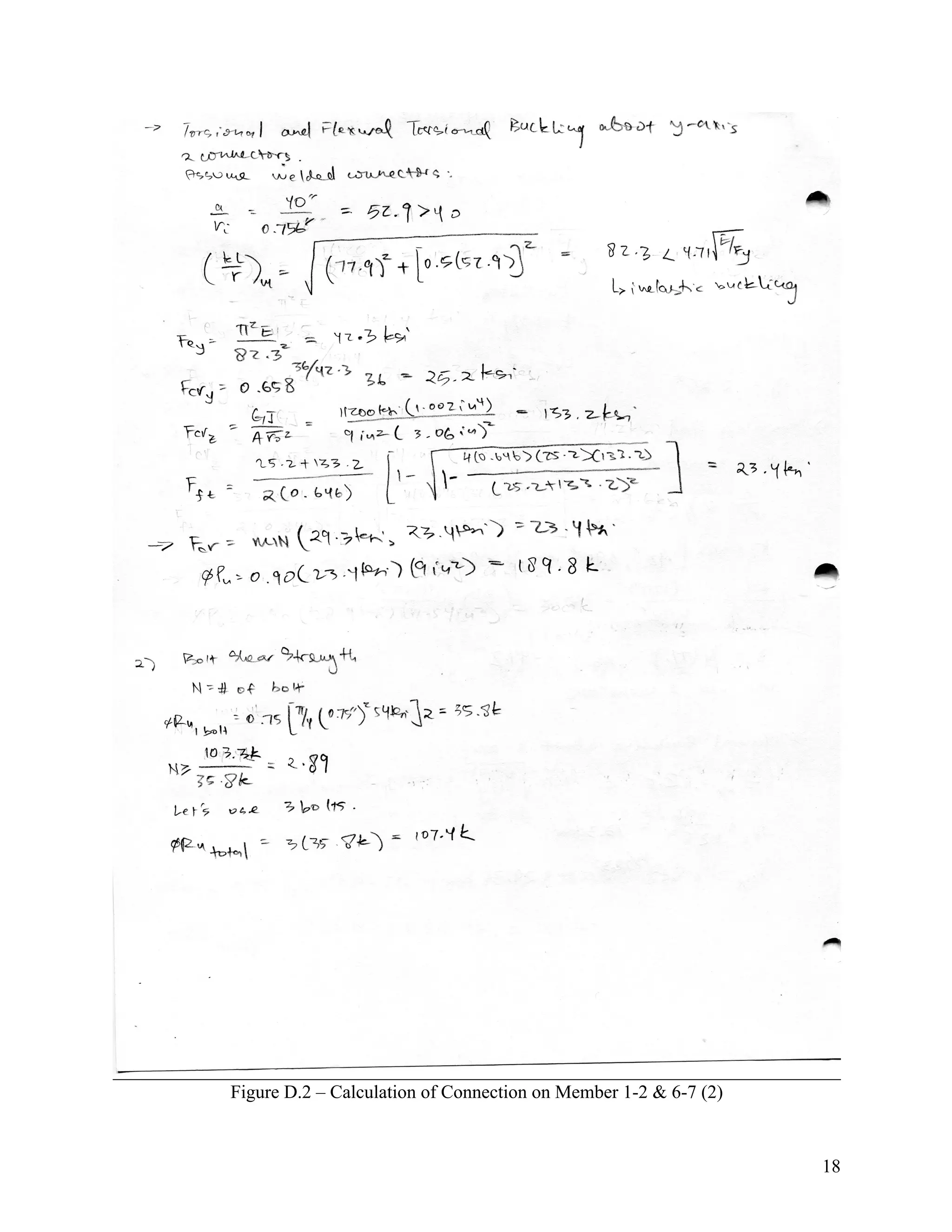 18
Figure D.2 – Calculation of Connection on Member 1-2 & 6-7 (2)
 