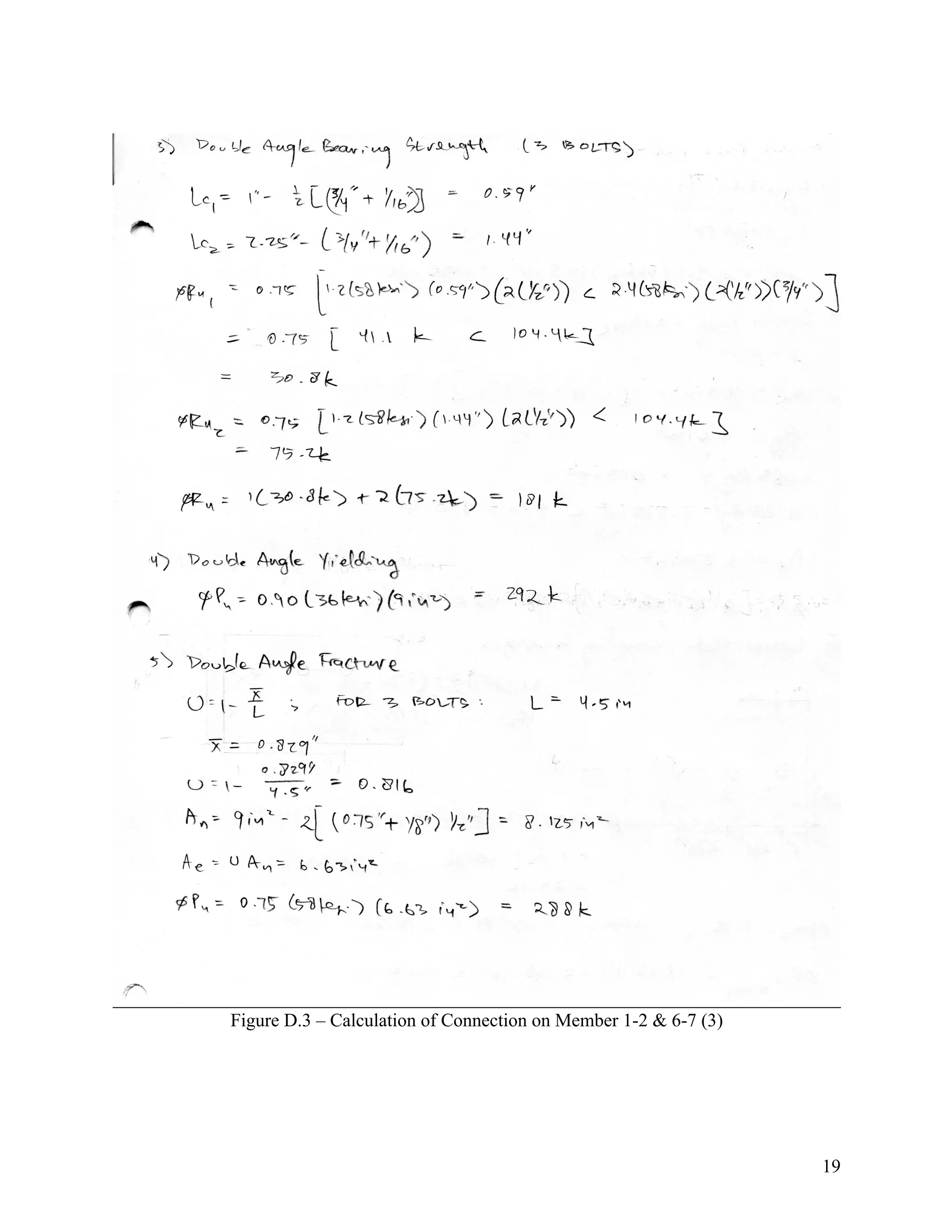 19
Figure D.3 – Calculation of Connection on Member 1-2 & 6-7 (3)
 