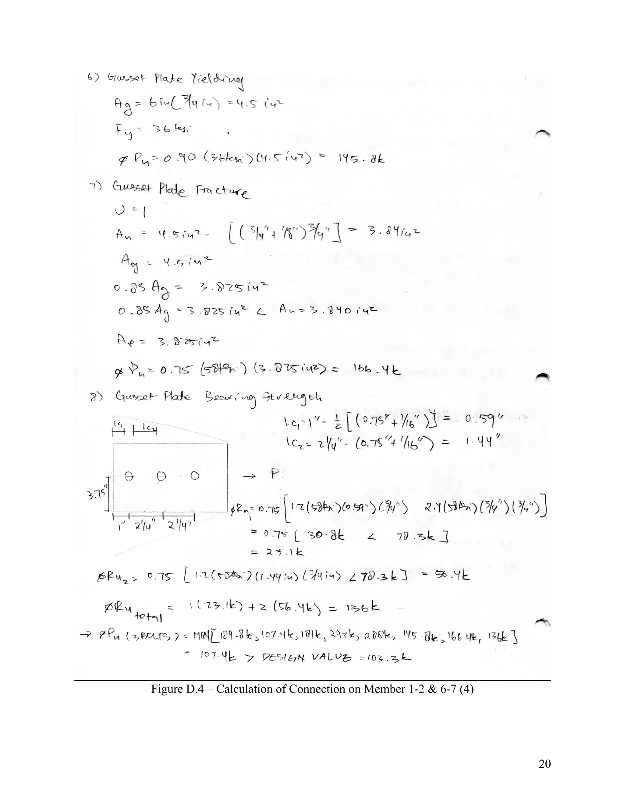 20
Figure D.4 – Calculation of Connection on Member 1-2 & 6-7 (4)
 