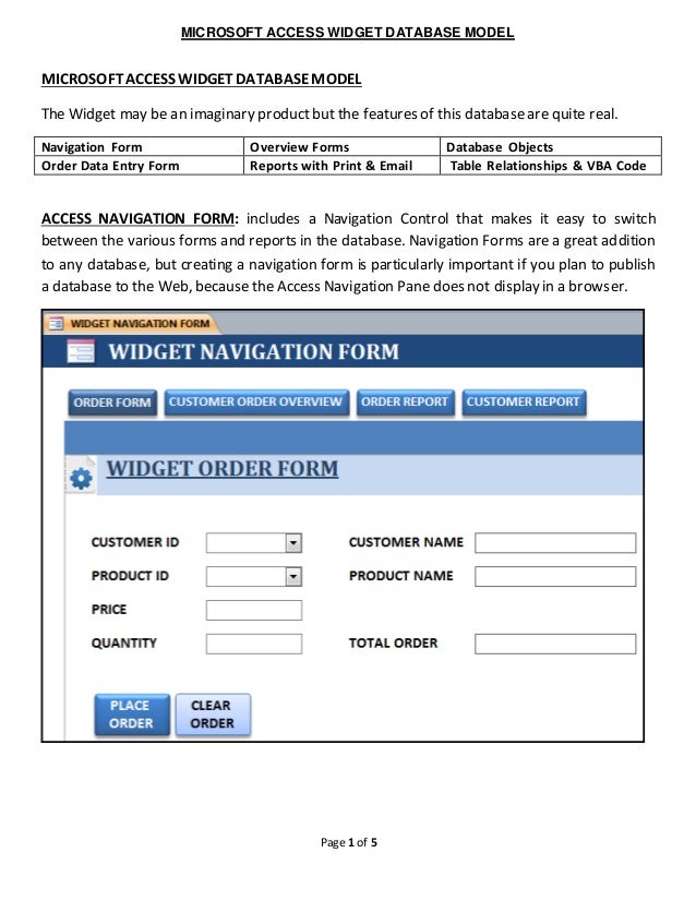 16 08 01 Access Database Widget Model