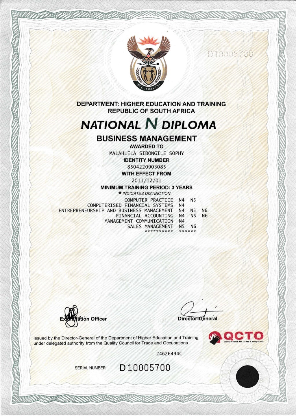 application letter for national diploma certificate