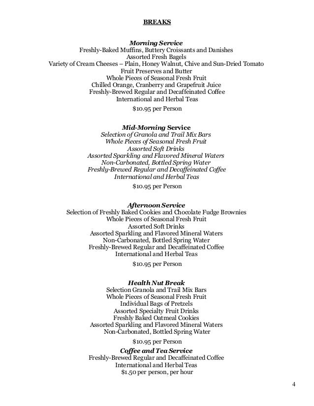 Farm to Fork Catering Menu 2016