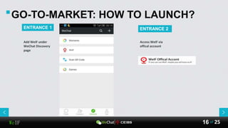 WeIF 25of16
GO-TO-MARKET: HOW TO LAUNCH?
ENTRANCE 1 ENTRANCE 2
Add WeIF under
WeChat Discovery
page
Access WeIF via
offical account
 