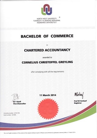 CC Greyling_B.Com Chartered Accountancy