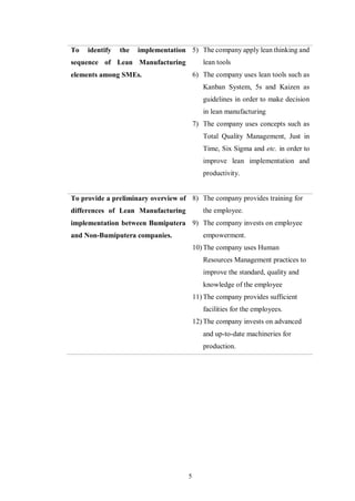 Pilot Study on Lean Manufacturing Implementation | PDF