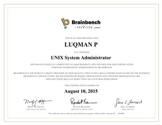 LUQMAN P
UNIX System Administrator
August 10, 2015
11919768
 
