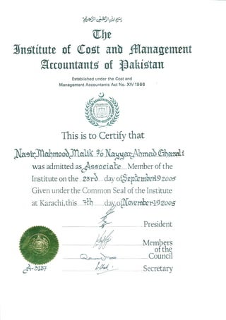 ACMA Certificate
