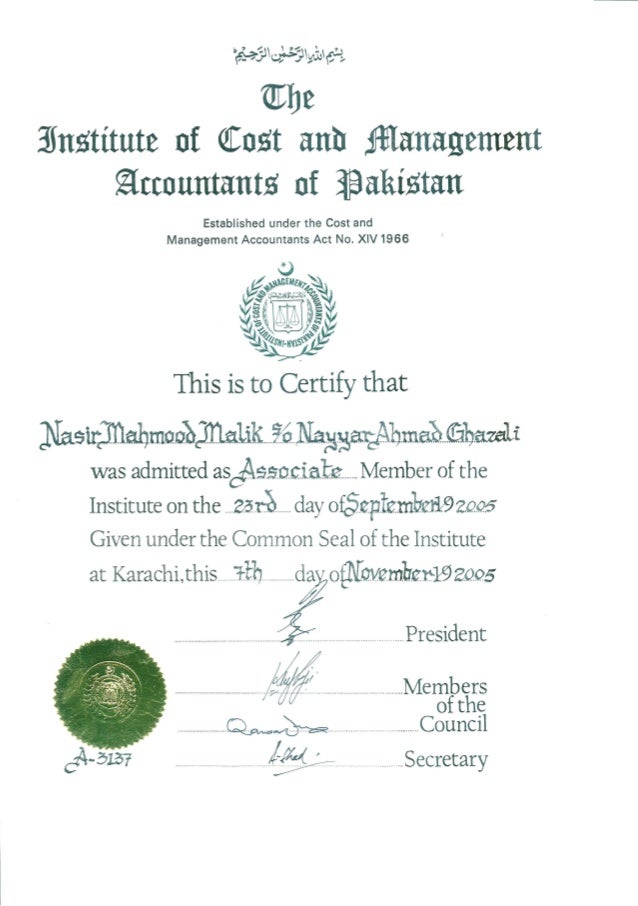 Acma Certificate Acma Certificate