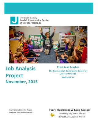 Information obtained in the job
analysis is for academic use only.
INP6058
 