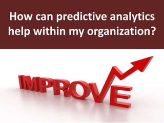 How can predictive analytics
help within my organization?
 