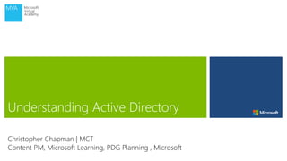 Christopher Chapman | MCT
Content PM, Microsoft Learning, PDG Planning , Microsoft
 