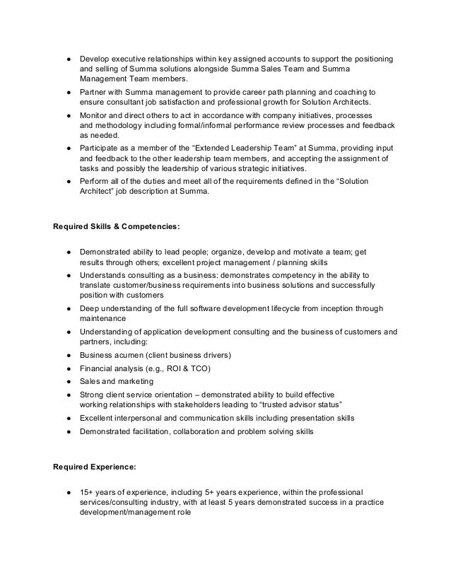 job description director of solution architecture solutions architect job description
