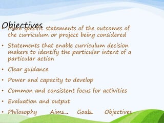 Aims Goals Objectives of Education in Curriculum (8603) | PPTX