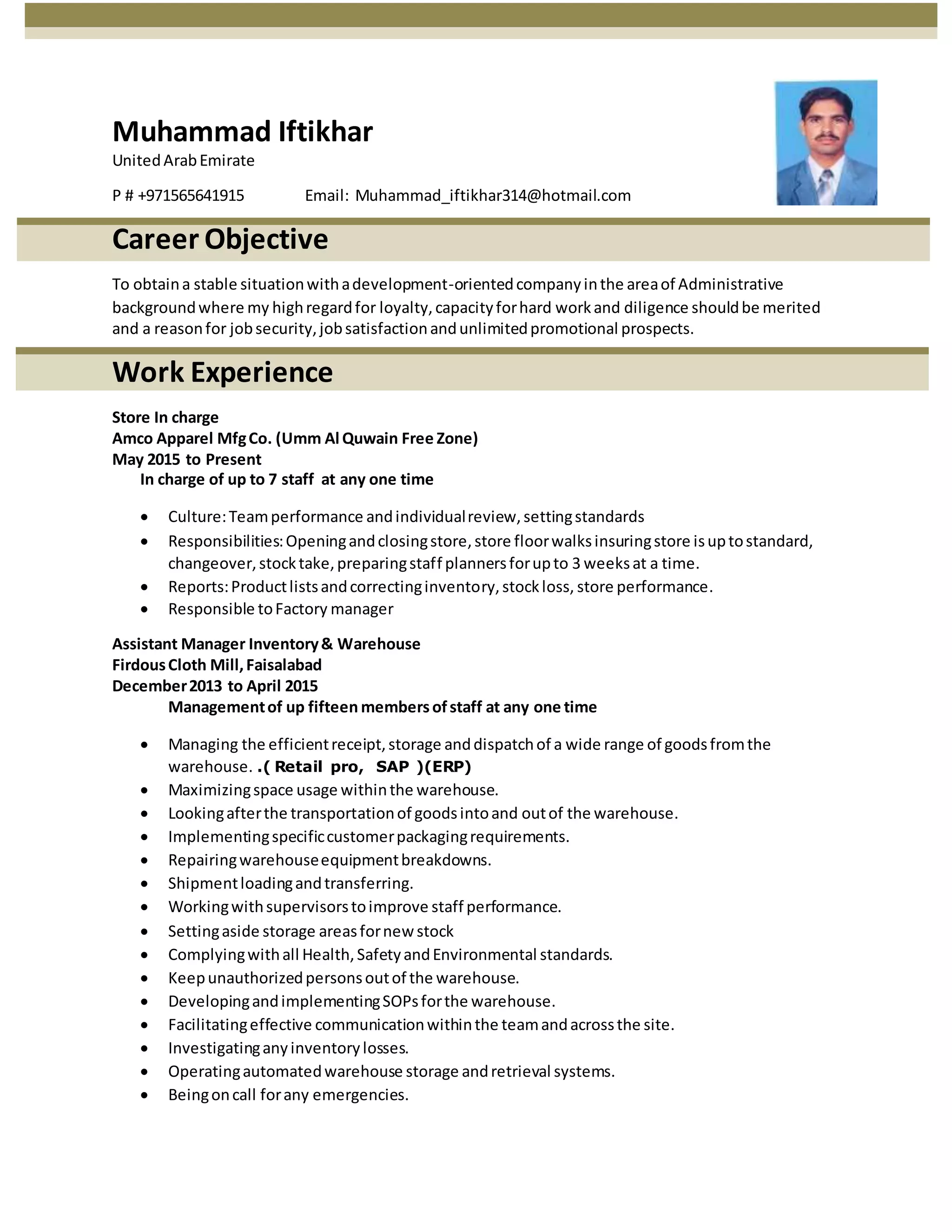 Store-Incharge-Resume | DOCX