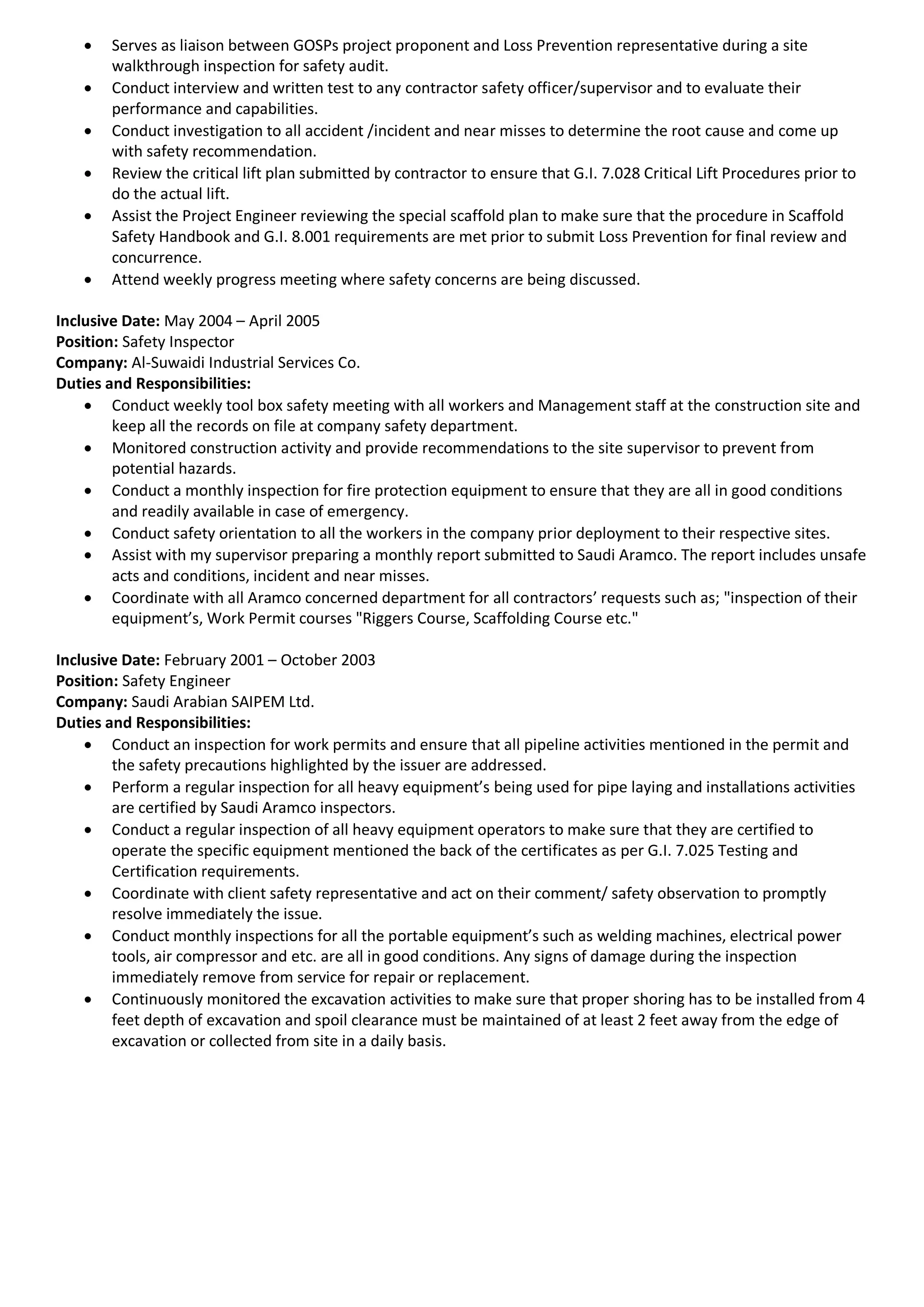 RESUME OF ALI AL-NASSER, PMT HSE SUPERVISOR.compressed | PDF