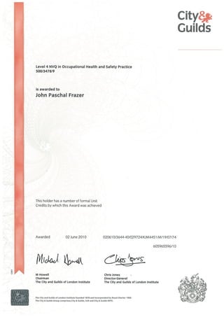 NVQ4 C&G Certificate