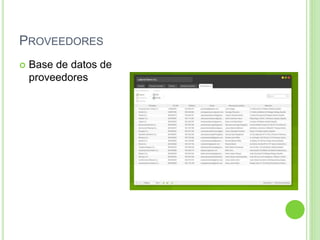 PROVEEDORES
 Base de datos de
proveedores
 