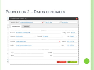 PROVEEDOR 2 – DATOS GENERALES
 
